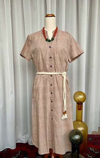 Alyssum Notch-Neck Midi Dress in Walnutty Brown  organic cotton